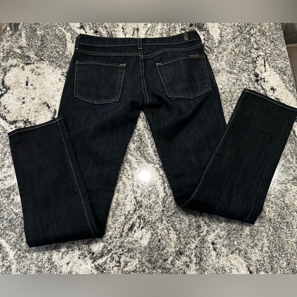 7 FOR ALL MANKIND ROXANNE JEANS Size 27 NAVY SLEEK CLASSIC POLISHED TIMELESS - Picture 9 of 10